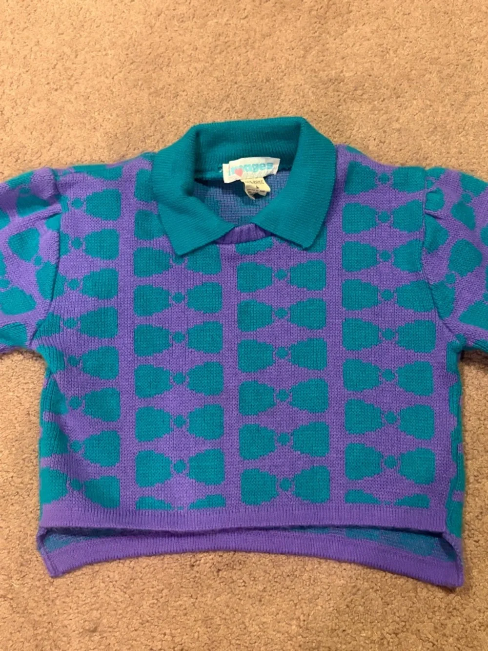 Images Vintage Bow Pattern Long Sleeve Kids Long Sleeve Pullover Sweater Top